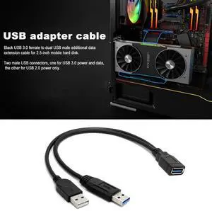 USB 3.0 to Dual USB Extra Power Data Extension Cable for 2.5 inch External HDD