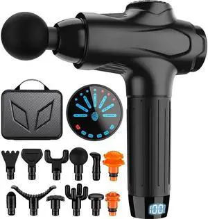 JAENFONG Massage Gun Deep Tissue Muscle Massager, Percussion Massage Gun for Pain Relief, Portable Quiet Handheld Relaxation Electric Sport Massager (Black)