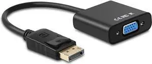 JAENFONG DP DisplayPort to VGA Adapter 1080p,Display Port to VGA Video Converter Adapter, Male to Female, Compatible with Computer, Desktop, Laptop, PC, Monitor, Projector, HDTV - Black