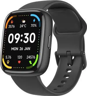 JAENFONGSmart Watch, Alexa Built-in Smartwatch(Answer/Make Calls),1.83" HD Fitness Tracker,IP68 Waterproof 100+ Sport Mode Activity Tracker,Heart Rate SpO2 Sleep Monitor, iOS Android Compatible(Black)