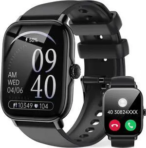Smart Watch for Men Women - 1.85" Fitness Tracker Watch with Answer/Make Calls, Heart Rate Sleep Monitor, 111+ Sports, Step Counter, IP68 Waterproof Smartwatch Compatible with Android iOS Gifts