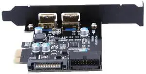 PCI-E to USB 3.0 2 Port PCI Express Expansion Card 19-Pin Power Connector Converter for Bitcoin Miner Mining