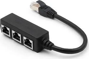 JAENFONG RJ45 Ethernet Splitter, RJ45 1 Male to 3 x Female LAN Ethernet Splitter Adapter Cable Suitable Super Cat5, Cat5e, Cat6, Cat7 LAN Ethernet Socket Connector Adapter-Black