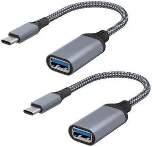 JAENFONG USB C to USB Adapter, (2 Pack Gray) USB C Male to USB 3.0 Female Adapter, Thunderbolt 3 to USB Female Adapter OTG Compatible with MacBook iPad Pro Galaxy and More Type C Devices Gray