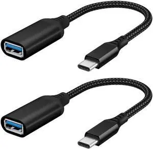 JAENFONG USB C to USB Adapter, (2 Pack Black) USB C Male to USB 3.0 Female Adapter, Thunderbolt 3 to USB Female Adapter OTG Compatible with MacBook iPad Pro Galaxy and More Type C Devices