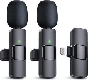 JAENFONG 2 Pack Wireless Lavalier Microphones for iPhone, iPad - Crystal Clear Sound Quality for Recording, Live Streaming, YouTube, Facebook, TikTok
