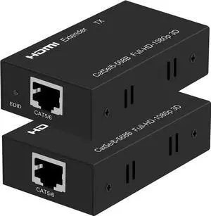 JAENFONG HDMI Extender,1080P HDMI Transmitter and Receiver Up to 60 Meters(196ft), HDMI Ethernet Sender Repeater Over Singal RJ45 Cat5e/Cat6 Ethernet LAN Cable, HDMI Sender Transmitter Receiver