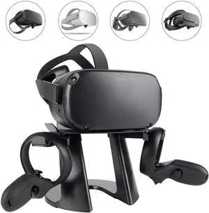 JAENFONG VR Stand, Headset Display Holder and Controller Holder Mount Station for Oculus Quest/Quest 2/Rift/Rift S/GO/HTC Vive/Vive Pro/Valve Index VR Headset and Touch Controllers
