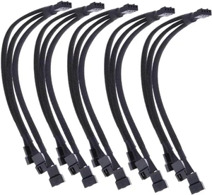 JAENFONG PWM Fan Splitter Adapter Cable Sleeved Braided Y Splitter Computer PC 4 Pin Fan Extension Power Cable 1 to 3 Converter 10.6 inches 5-Pack JAENFONG PWM Fan Splitter Adapter Cable Sleeved Braided Y Splitter Computer PC 4 Pin Fan Extension Power Cable 1 to 3 Converter 10.6 inches 5-Pack