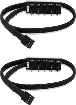 JAENFONG4-Pin PWM Fan Power Supply Cable 1 to 5 Splitter 5 Way Hub PC Case Internal Motherboard Fan Power Extension Cable Cord Wire for ATX Computer Case 4-Pin and 3-Pin Cooling Fans (13 inch, 1 Pack)