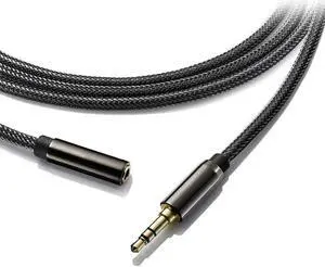 JAENFONG 3.5mm Male to Female Stereo Audio Extension Cable [Hi-Fi Sound] [Gold Plated Jack] Nylon-Braided AUX Extension Cord Adapter Compatible with iPhone iPad Smartphone Tablets Media Players, 3.3FT