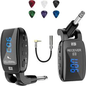 JAENFONG Wireless Guitar System Instrument System Electric Guitar Transmitter Receiver Rechargeable Bass Accessories Digital Display