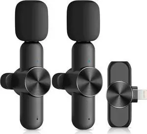 JAENFONG Dual Wireless Microphone for iPhone iPad, Professional Wireless Lavalier Microphone for Video Recording, Clip On Lapel Mic for YouTube/Interview/Vlog/Presentation/Facebook Live