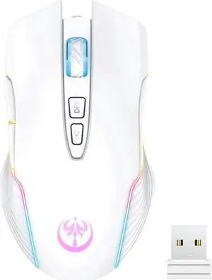 JAENFONG RGB Wireless Gaming Mouse, Rechargeable Computer Mice with 5 Adjustable DPI Up to 3600, Ergonomic Laptop PC Mouse with 7 Buttons (Not Programmable) Compatible with Windows MAC Linux White JAENFONG RGB Wireless Gaming Mouse, Rechargeable Computer Mice with 5 Adjustable DPI Up to 3600, Ergonomic Laptop PC Mouse with 7 Buttons (Not Programmable) Compatible with Windows MAC Linux White