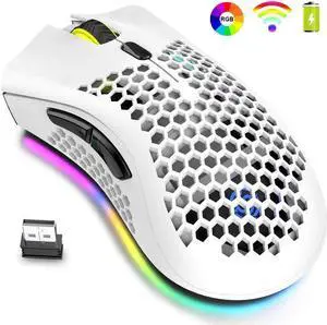 JAENFONG Wireless Gaming Mouse Rechargeable USB PC Gaming Mouse RGB Backlit Mouse Ergonomic Optical Mice W/Honeycomb Shell for PC Computer Laptop JAENFONG Wireless Gaming Mouse Rechargeable USB PC Gaming Mouse RGB Backlit Mouse Ergonomic Optical Mice W/Honeycomb Shell for PC Computer Laptop