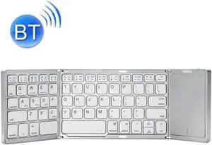 JAENFONG B089T Foldable Bluetooth Keyboard Rechargeable with Touchpad(Silver)