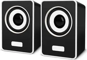 JAENFONG Computer Speakers, Phission Mini Speaker with Stereo Sound 6W USB Powered 3.5 mm AUX-in Portable Speaker for Computer, Laptop, Notebook, Desktop (Black)