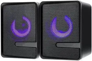 JAENFONG Computer Speakers S3 USB Light Double Gaming RGB Speakers PC Wired 2.0 USB Powered Volume Control Stereo Mini Speaker 3.5mm Aux Input for Desktop PC Ph
