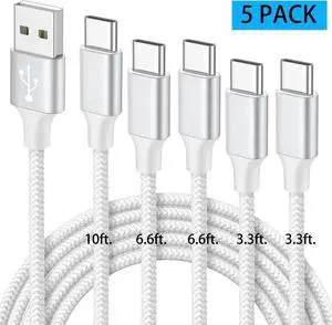 USB C Cable 5-Pack 3ft/3ft/6ft/6ft/10ft, USB A to USB C Charger Cable Fast Charging Cord Braided Cable for i-Phone 15 Pro Max Plus, for Sam-s-ung Galaxy S20 S10 Note 10 9, Pixel, Mo-to, L-G USB C Cable 5-Pack 3ft/3ft/6ft/6ft/10ft, USB A to USB C Charger Cable Fast Charging Cord Braided Cable for i-Phone 15 Pro Max Plus, for Sam-s-ung Galaxy S20 S10 Note 10 9, Pixel, Mo-to, L-G