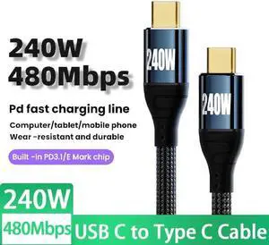 USB C to USB C Cable 10FT / 3M, 240W Type C to Type C Charger Cable, Built in E-mark Chip USB-C Fast Charging Cord Compatible with Mac-Book Pro/Air, i-P-ad Pro, Air 5/4, Mini 6, Laptop, Smartphone. USB C to USB C Cable 10FT / 3M, 240W Type C to Type C Charger Cable, Built in E-mark Chip USB-C Fast Charging Cord Compatible with Mac-Book Pro/Air, i-P-ad Pro, Air 5/4, Mini 6, Laptop, Smartphone.