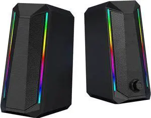 JAENFONG Computer Speakers, RGB Color LED Light-Emitting Speakers, USB2.0 Channel PC Speakers, Stereo subwoofer Computer Speakers, Suitable for PC MP3 MP4 Mobile Phone Tablet Notebook Desktop Computer