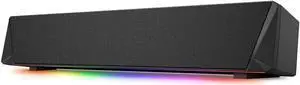 JAENFONG Gaming Computer Speaker, Dual Powerful 7W Drivers PC Soundbar, Colorful RGB Light, Wireless Bluetooth 5.0 or 3.5mm AUX-in Connection, Stereo Audio Computer Sound Bar for Desktop