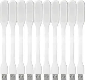 JAENFONG USB LED Light Lamp for Power Bank, Portable Eye Care Mini Night Light with Flexible Arm, USB Gooseneck Reading Lamps Book Light,Compatible for Desktop, Notebook Laptop (10-White)