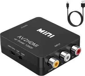 JAENFONG RCA to HDMI,AV to HDMI Converter, 1080P Mini RCA Composite CVBS Video Audio Converter Adapter Supporting PAL/NTSC for TV/PC/ PS3/ STB/Xbox VHS/VCR/Blue-Ray DVD Players JAENFONG RCA to HDMI,AV to HDMI Converter, 1080P Mini RCA Composite CVBS Video Audio Converter Adapter Supporting PAL/NTSC for TV/PC/ PS3/ STB/Xbox VHS/VCR/Blue-Ray DVD Players