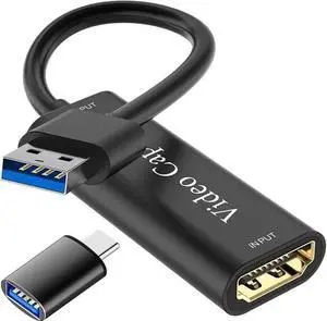 JAENFONG Capture Card,KEHIPI 4K HDMI to USB 3.0 HD Game Capture Card, 1080P Video Capture Card for Streaming, Nintendo Switch, PS34, YouTube, Xbox - Black