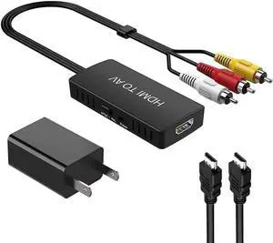JAENFONG HDMI to RCA Converter,KEHIPI HDMI to AV Composite Video Audio Converter Adapter, Supports PAL/NTSC for PS One, PS2, PS3, Nintendo 64, STB, VHS, VCR, Blue-Ray DVD Players Projector