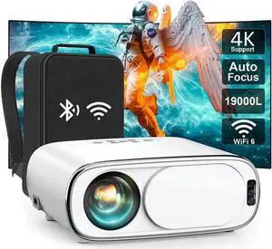JAENFONG Auto-Focus Projector with WiFi 6 and Bluetooth: 490 ANSI 19000L Native 1080P Outdoor Movie Projector 4k Support,Auto 6D Keystone&50% Zoom,Portable Smart Home LED Video Projector for Phone/PC