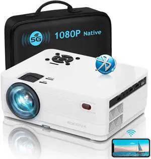 JAENFONG 5G WiFi Bluetooth Native 1080P Projector, 12000LM Full HD Movie Projector, 300" Display Support 4k Home Theater,Compatible with iOS/Android/XBox/PS4/TV Stick/HDMI/USB (White)