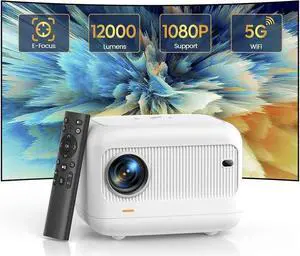 JAENFONG [Electric Focus]Mini Projector with 5G WiFi and Bluetooth 5.2, 12000 Lumen 1080P Outdoor Projector Support ±40° Keystone Correction,Portable Projector for Phone/ TV Stick/Laptop/PS5