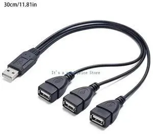 USB Male to Three Female Splitter Cable USB2.0 Adapter Cord for Connecting Multiple Devices Printers Cameras and Gadgets
