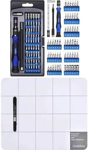 JAENFONG Precision Screwdriver Set, 61 in 1 Computer Repair Tool Kit with 56 Bits and Large Size Mat with Dry Erase Pen Compatible for Laptop, PC, iPhone