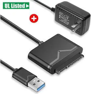 JAENFONG USB 3.0 to SATA Converter Adapter for 2.5/3.5 inch Hard Drive Disk SSD HDD, 12V/2A Power Adapter and USB 3.0 Cable included (UT-3112)