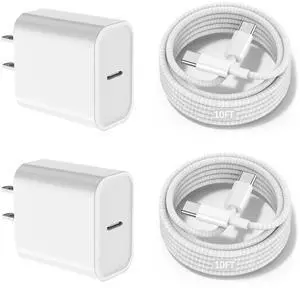 JAENFONG 10FT Fast iPad Charger,iPad Charger Fast Charging 2Pack Wall Chargers Plug Adapter Woven Type C USB C to C Cable Cord for iPad Pro 13/12.9/11/,iPad Air 6/5th,i-Pad mini 6/A17 Pro,i-Pad 10/