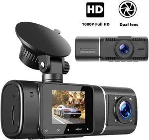 JAENFONG Dual FHD 1080P Dash Cam front and inside Dash Camera Car Driving Recorder with IR Night Vision, Motion Detection, Parking Monitoring, G-sensor Accident Locked Loop Recording WDR Car Camera
