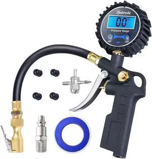 JAENFONG Digital Tire Inflator with Pressure Gauge, 250 PSI Air Chuck and Compressor Accessories Heavy Duty with Rubber Hose and Quick Connect Coupler