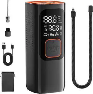JAENFONG Tire Inflator Portable Air Compressor - Air Pump for Car Tires by KEHIPI w/Auto-Shutoff, Air Compressor for Car (160PSI), Powerful & Portable Tire Inflator, Compact Bike Pump, Orange