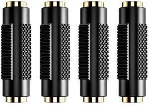 JAENFONG 3.5 mm Female to Female Adapter, 3.5mm Stereo Jack to 3.5mm Stereo Jack Adapter Connectors Stereo Coupler Female to Female Gold Plated -4pack