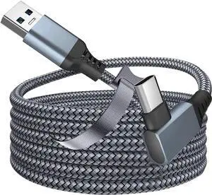 JAENFONG Oculus Quest 2 Link Cable, 16FT / 5M Link Virtual Reality Headset Cable for Oculus Quest 2, USB A to C 3.0 Fast Charging and Data Transmission for Cellphone & PC VR Headset (Gray)