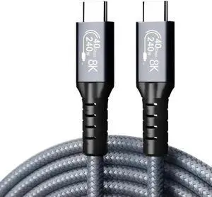 JAENFONG 240W USB4 Cable, 1.5FT, 40GBps Data Transmission, 240W (48V5A) PD Super Fast Charge, 8K@60Hz HD Extension for Thunderbolt 4, Mobile Phone, Notebook, MAC, SSD, PD3.1 and QC4.0