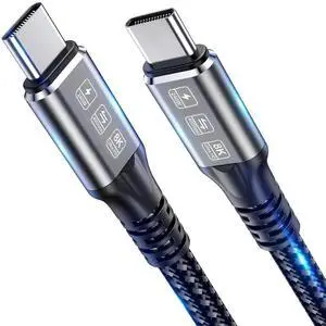 JAENFONG 240W Thunderbolt 4 Cabl 3ft, USB C Thunderbolt 4 Cable Monitor Cable Supports 40Gbps Data Transfer and Single 8K/Dual 4K Video Compatible with Thunderbolt 4/3 Monitor, Hub, Docking Stations