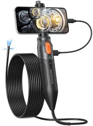 JAENFONG Triple Lens Endoscope with Light, 1080P Handheld Borescope Inspection Camera, Waterproof Snake Camera, 10FT Flexible Automotive Plumbing Tool for iPhone & Android