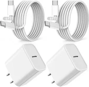 JAENFONG Fast iPad Charger,iPad Charger Fast Charging 2Pack Wall Chargers Plug Adapter Type C USB C to C Cable Cord 6ft for iPad Pro 12.9,iPad Pro 11/13inch(M4),iPad Air 5th/4th,iPad mini 6/7,iPad 10