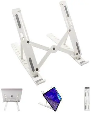 JAENFONG Adjustable Laptop Holder Riser Computer Stand for Desk and Notebook with Phone Stand, White