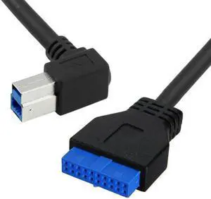 JAENFONG 90 Degree Left angled USB 3.0 B Type Male to 3.0 Motherboard 19pin Header Cable 50cm JAENFONG 90 Degree Left angled USB 3.0 B Type Male to 3.0 Motherboard 19pin Header Cable 50cm