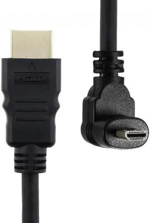 JAENFONG Up Angled 90 Degree Micro HDMI to HDMI Male HDTV Cable for Cell PhoneTabletCamera