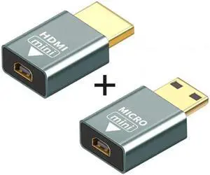 JAENFONG 2pcs/set Compatible Micro HDMI Female to Mini MaleHDMI 1.4 Male Adapter 4K@60hz